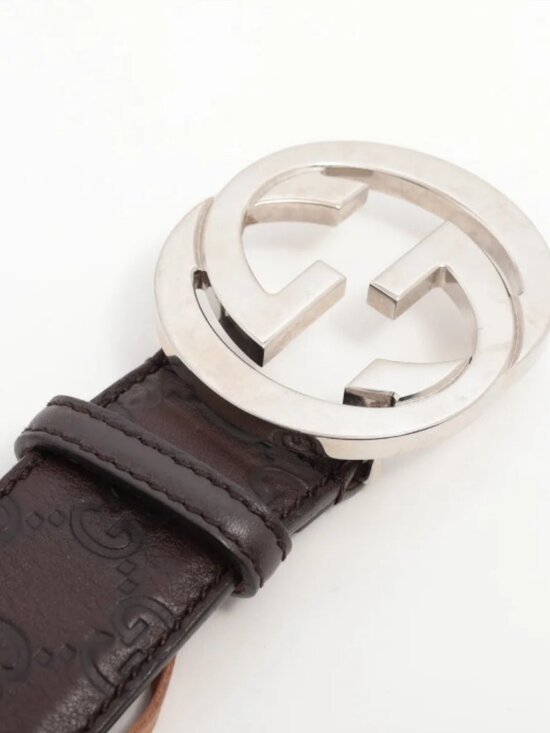 Gucci Interlocking GG Leather Belt Brown
